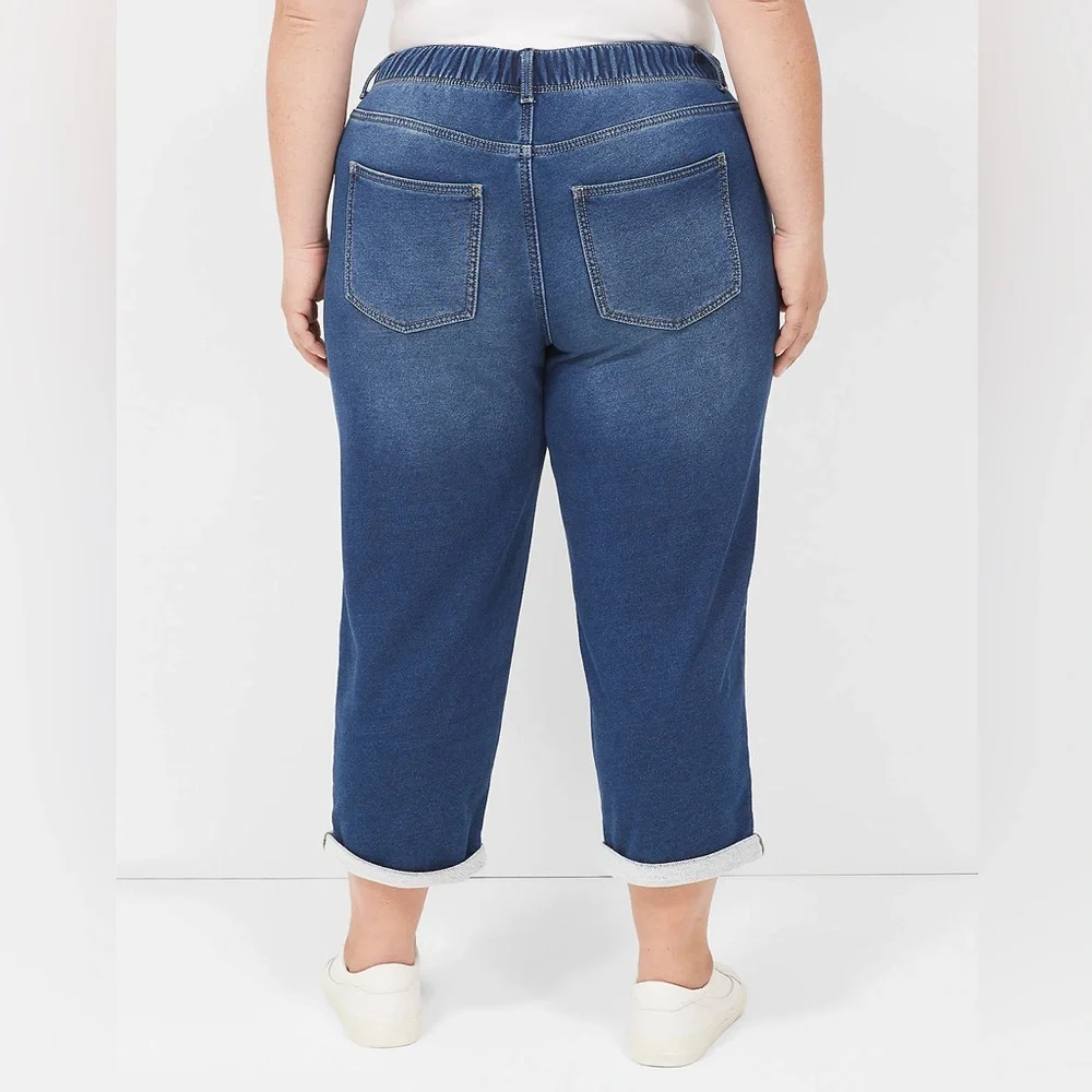 Lane Bryant NWT Blue Pull-On Fit Knit Boyfriend Capri Pants - Picture 2 of 13